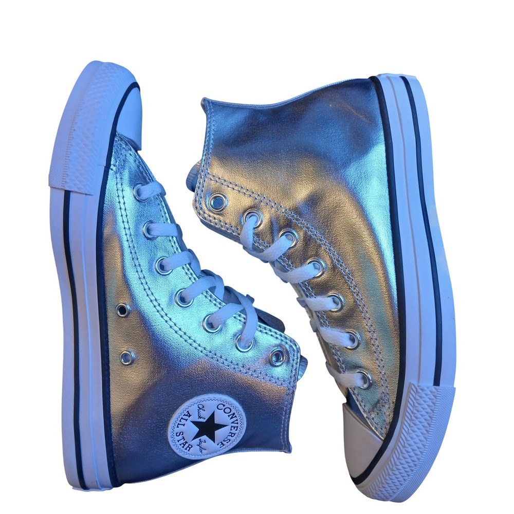 Converse Chuck Taylor All Star Hi Metallic Granite Silver Womens 7.5 A14875C New - Picture 4 of 12